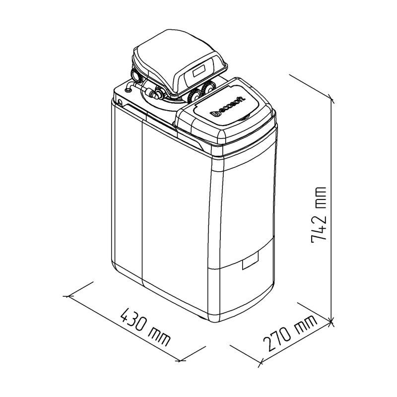 AQMOS LESS-20 Waterontharder afmetingen