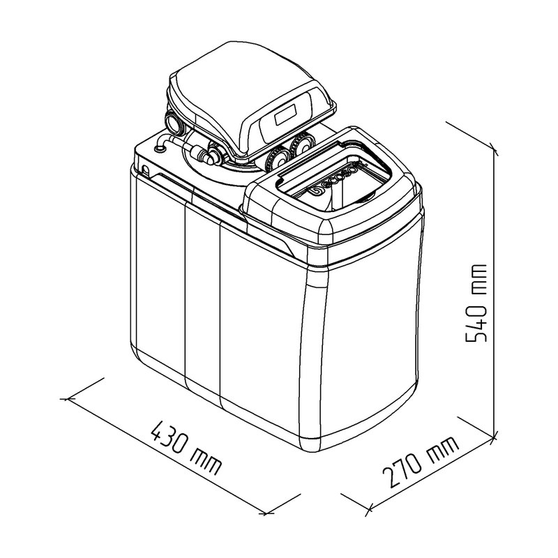 AQMOS LESS-15 Waterontharder afmetingen