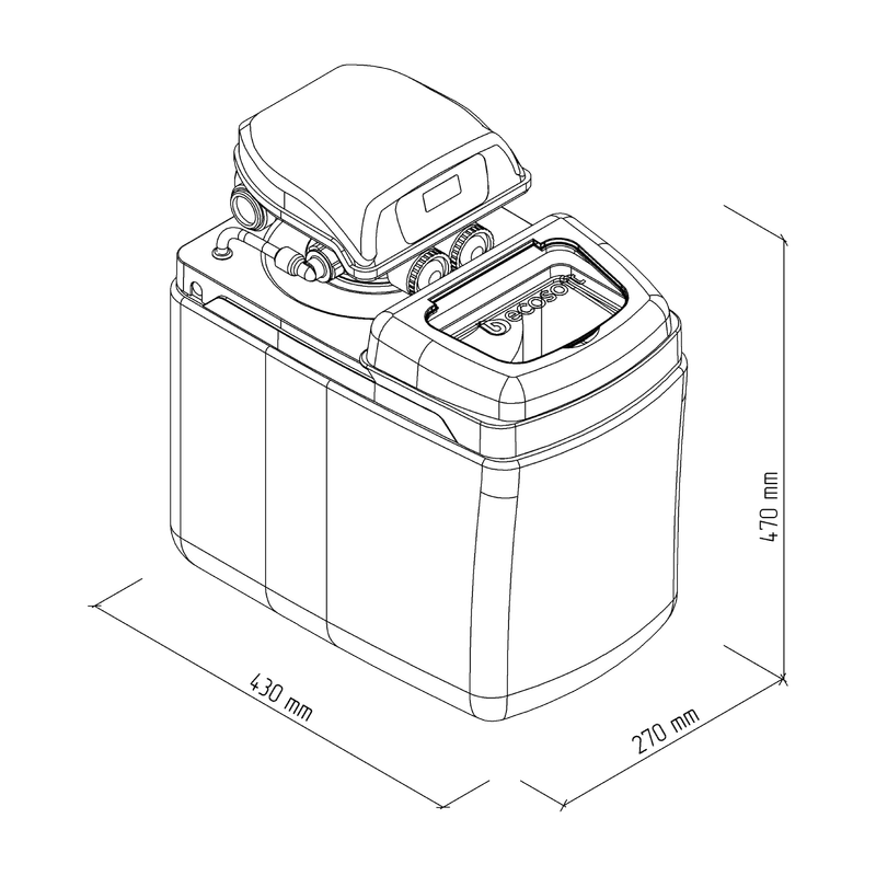 AQMOS LESS-10 Waterontharder afmetingen